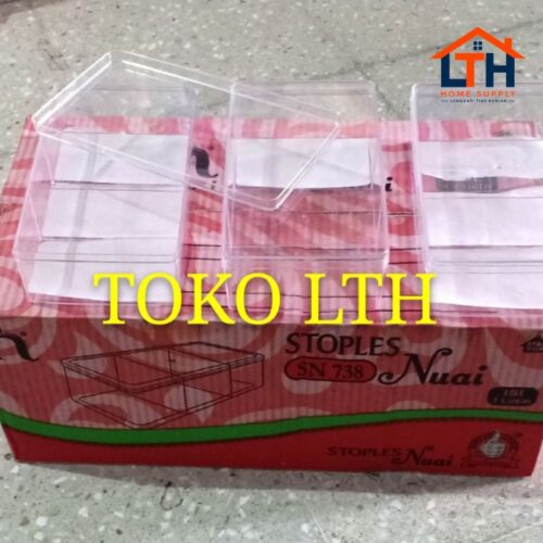 PER 12 PCS TOPLES KUE KERING PERSEGI SEKAT 3 NUAI SN 738 KELER MIKA PLASTIK STOPLES KUKIS COKLAT