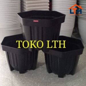 1-1056-1.jpg POT SEGI ENAM HITAM 30 CM PLASTIK / POT BUNGA / POT TANAMAN PLASTIK