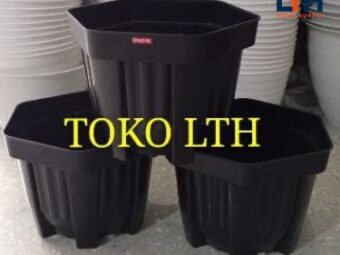 1-1056-1.jpg POT SEGI ENAM HITAM 30 CM PLASTIK / POT BUNGA / POT TANAMAN PLASTIK