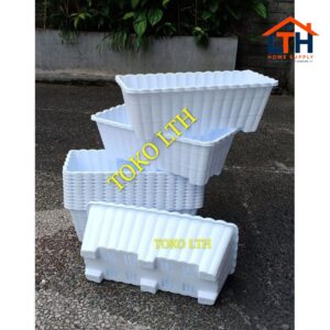 1-1090-1.jpg POT BUNGA 35 PERSEGI PANJANG KECIL PLASTIK SANTORINI BAMBU / POT TANAMAN