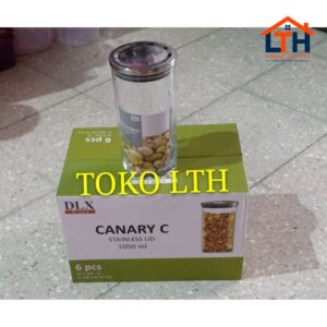 1-1132-1.jpg TOPLES JAR KELER KACA BELING 1050 ML STAINLESS CANARY C KEDAP UDARA SEAL CANISTER