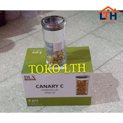 1-1132-1.jpg TOPLES JAR KELER KACA BELING 1050 ML STAINLESS CANARY C KEDAP UDARA SEAL CANISTER
