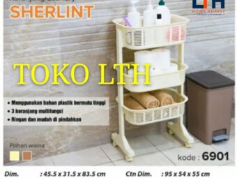 KERANJANG RAK SABUN SHAMPOO SERBAGUNA SUSUN SS 3 RODA LAUNDRY BASKET SHERLINT 6901 HOMMY