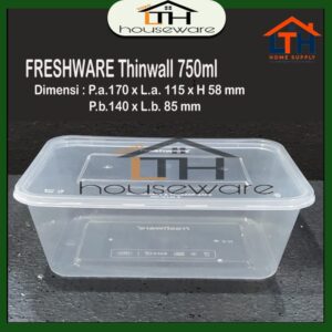 KOTAK MAKANAN PLASTIK FOOD CONTAINER BOX FRESHWARE THINWALL 750ml