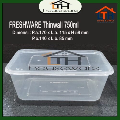 1-1153-1.jpg KOTAK MAKANAN PLASTIK FOOD CONTAINER BOX FRESHWARE THINWALL 750ml