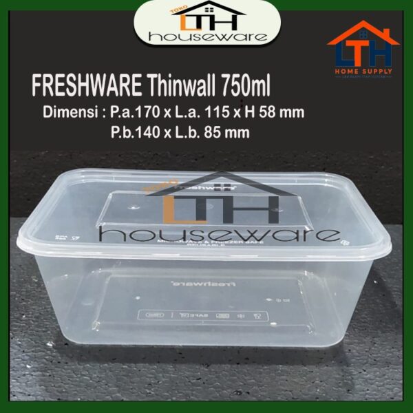 KOTAK MAKANAN PLASTIK FOOD CONTAINER BOX FRESHWARE THINWALL 750ml