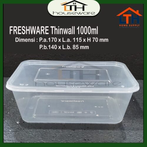 1-1161-1.jpg KOTAK MAKANAN PLASTIK FOOD CONTAINER BOX FRESHWARE THINWALL 1000ml