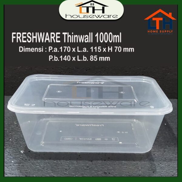KOTAK MAKANAN PLASTIK FOOD CONTAINER BOX FRESHWARE THINWALL 1000ml