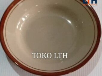 PER 6 PCS PIRING POLET 9" INCHI KERAMIK / PIRING MAKAN PRASMANAN LIST COKLAT BELING