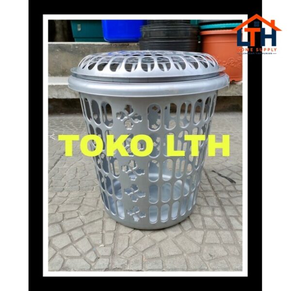 KERANJANG BAJU PAKAIAN KOTOR BULAT TUTUP LAUNDRY BASKET HAMPER