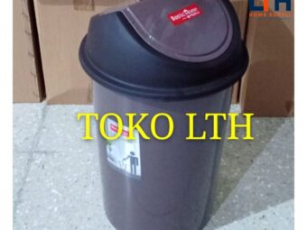 1-1198-1.jpg TEMPAT TONG SAMPAH BULAT 15 LITER TUTUP GOYANG SONOMA BASIC HOME LION STAR 15 LTR