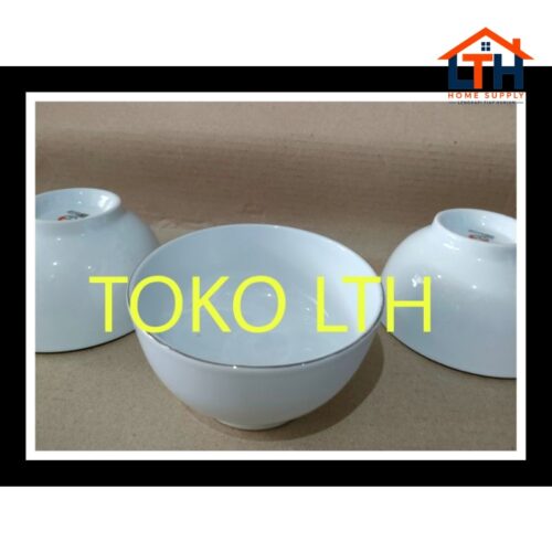 PER 6 PCS MANGKOK 5" KERAMIK POLOS LIST MAS MANGKUK SUP BELING PORSELEN