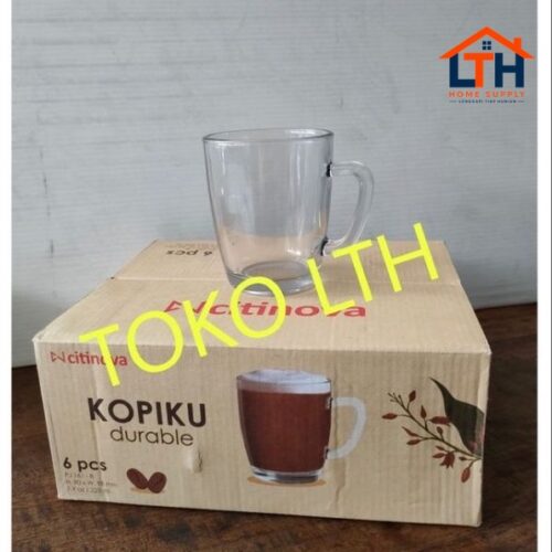 1-1223-1.jpg 6 PCS CANGKIR GELAS GAGANG KOPI TEH BELING KACA POLOS MUG KOPIKU