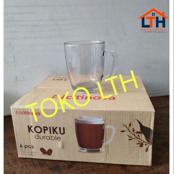 1-1223-1.jpg 6 PCS CANGKIR GELAS GAGANG KOPI TEH BELING KACA POLOS MUG KOPIKU