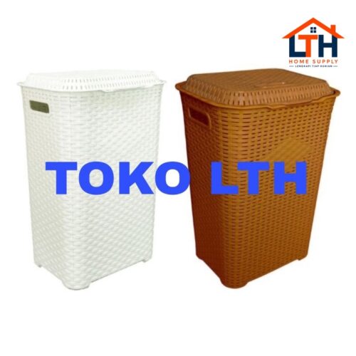 1-1227-1.jpg KERANJANG BAJU PAKAIAN KOTOR MOTIF ROTAN BESAR SERBAGUNA LAUNDRY BASKET BAG