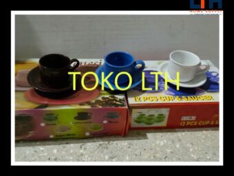 PER 6 SET CANGKIR KOPI TEH TATAKAN PISIN PORSELEN KERAMIK POLOS MUG GELAS CAFE