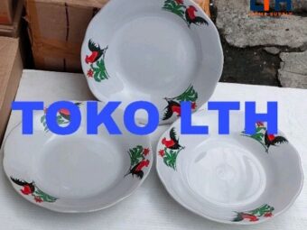 6 PCS PIRING MAKAN KERAMIK 8 INCH AYAM JAGO PORCELAIN PORSELEN 8" LUCKY