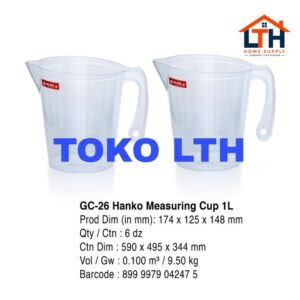 1-1292-1.jpg GELAS UKUR 1 LITER HANKO GC 26 LION STAR GELAS TAKAR TAKARAN 1000 ML PLASTIK