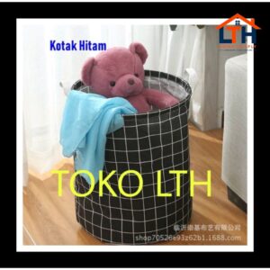 1-1315-1.jpg KERANJANG BAJU PAKAIAN KOTOR LIPAT LAUNDRY BASKET BAG KAIN KARUNG MOTIF
