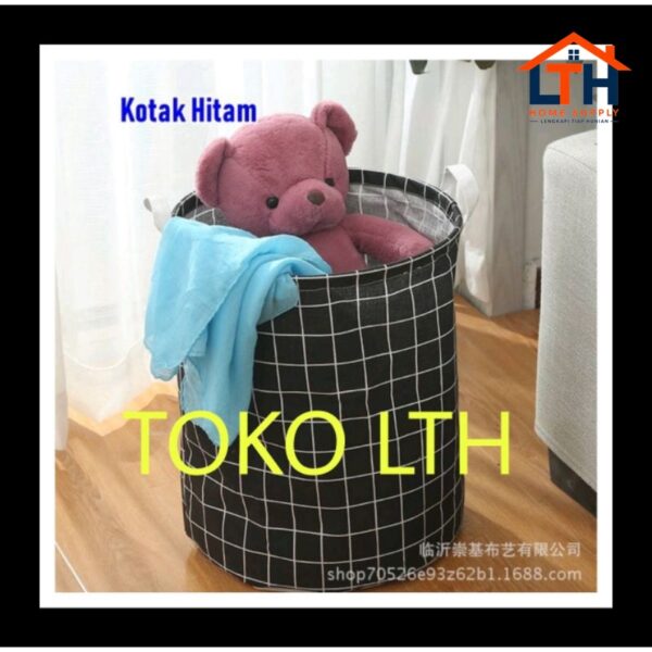 1-1315-1.jpg KERANJANG BAJU PAKAIAN KOTOR LIPAT LAUNDRY BASKET BAG KAIN KARUNG MOTIF