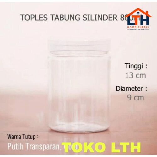 1-1363-1.jpg TOPLES TABUNG CYLINDER 800 ML TOPLES JAR PLASTIK SILINDER 800ML