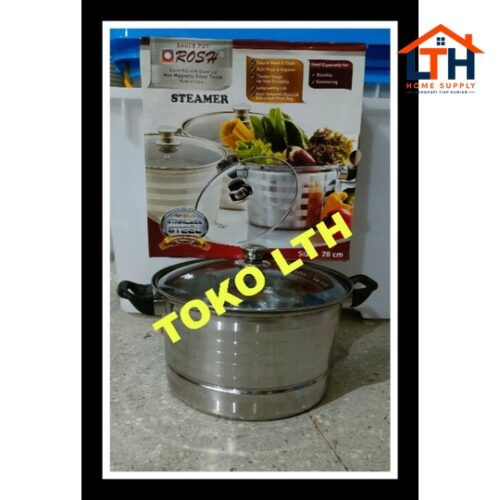 1-1368-1.jpg Panci Steamer Stainless Tutup Kaca 26cm - 28cm