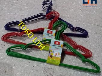 PER 10 PCS GANTUNGAN BAJU PAKAIAN KAWAT WARNA / HANGER JEMURAN DEWASA
