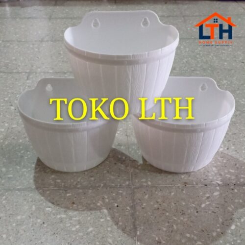 POT GANTUNG TEMPEL DINDING GENTONG MOTIF KAYU/ POT TANAMAN / POT BUNGA
