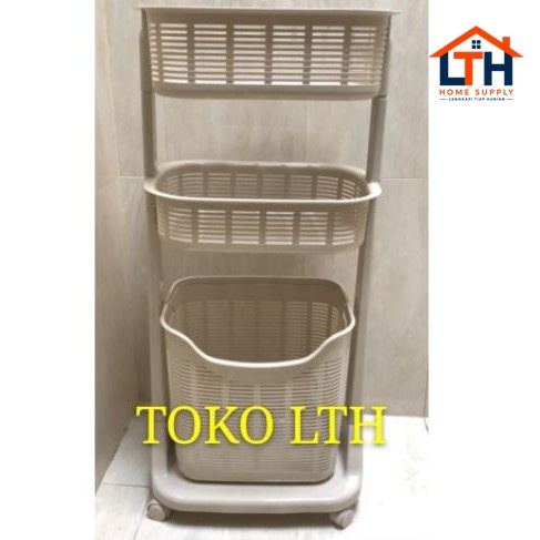 1-1446-1.jpg KERANJANG RAK BAJU CUCIAN KOTOR SUSUN 3 RODA SERBAGUNA LAUNDRY BASKET SHERLENT 6900 HOMMY