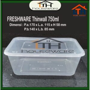 1-1481-1.jpg KOTAK MAKANAN PLASTIK 750ML FOOD CONTAINER BOX FRESHWARE THINWALL 750 ML