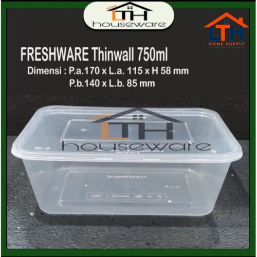 1-1481-1.jpg KOTAK MAKANAN PLASTIK 750ML FOOD CONTAINER BOX FRESHWARE THINWALL 750 ML