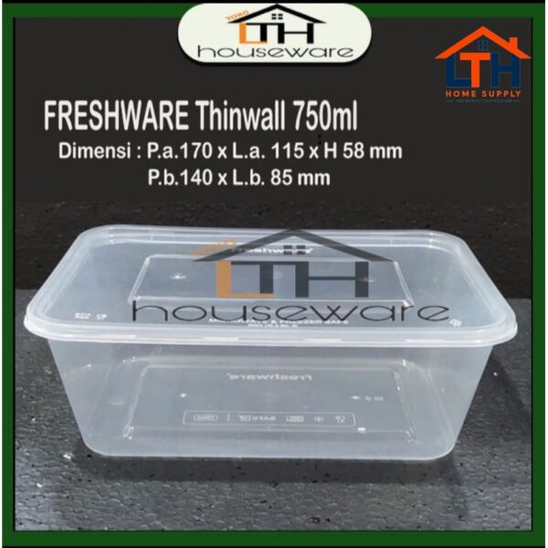 1-1481-1.jpg KOTAK MAKANAN PLASTIK 750ML FOOD CONTAINER BOX FRESHWARE THINWALL 750 ML