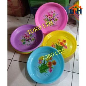 1-1483-1.jpg BAKI NAMPAN TRAY BULAT BUNDAR PLASTIK MOTIF / ALAS TATAKAN MAKANAN