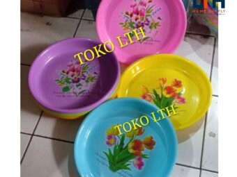1-1483-1.jpg BAKI NAMPAN TRAY BULAT BUNDAR PLASTIK MOTIF / ALAS TATAKAN MAKANAN
