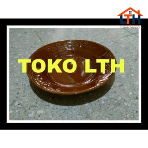 1-1572-1.jpg PIRING UKIR 8" KERAMIK / PIRING MAKAN COKLAT PORCELAIN PORSELEN