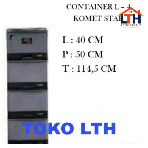 1-1599-1.jpg LEMARI LACI CONTAINER PLASTIK SUSUN 4 KOMET L4 LARGE SS 4 L-4