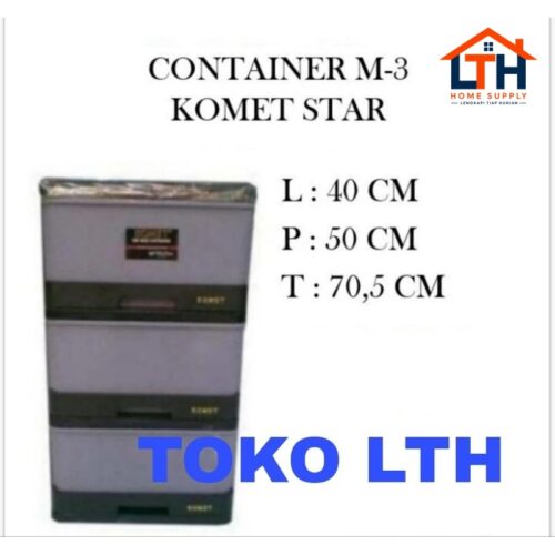 1-1615-1.jpg LEMARI LACI CONTAINER PLASTIK SUSUN 3 KOMET M3 MEDIUM SS 3