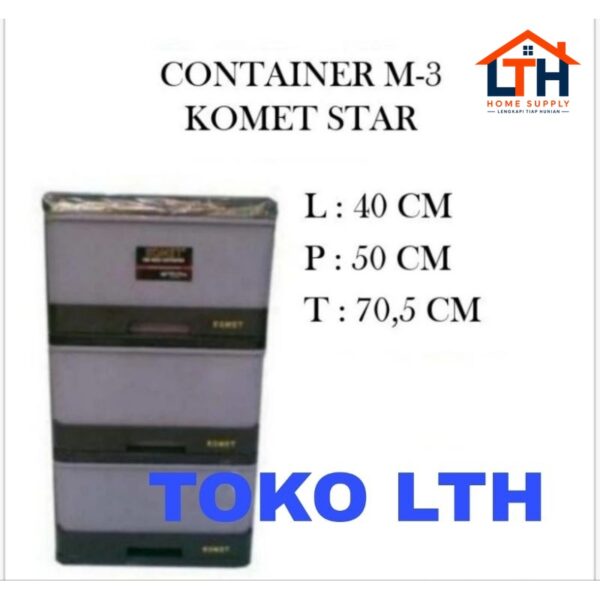1-1615-1.jpg LEMARI LACI CONTAINER PLASTIK SUSUN 3 KOMET M3 MEDIUM SS 3