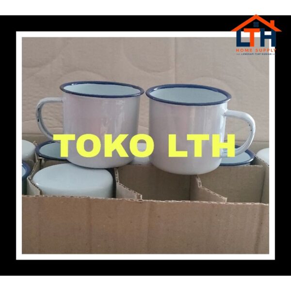 6 PCS CANGKIR JADUL SENG ENAMEL KALENG PANCI POLOS PUTIH GELAS MUG