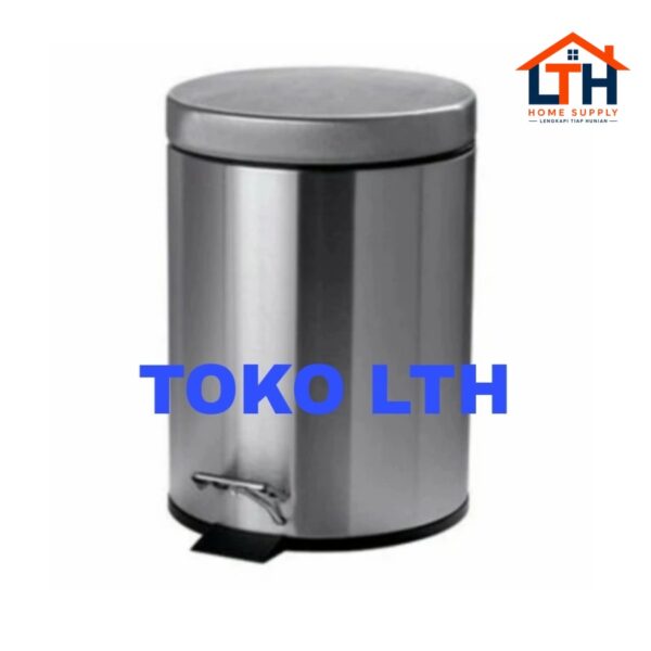 1-1627-1.jpg TEMPAT SAMPAH INJAK 5 LTR BULAT STAINLESS TONG DUSTBIN PEDAL MASPION