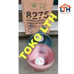 1-1648-1.jpg BASKOM PLASTIK TRANSPARAN 9.5 LTR RAMBO 8275 GREEN LEAF WASKOM BULAT TEBAL TAHAN BANTING