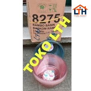 1-1648-1.jpg BASKOM PLASTIK TRANSPARAN 9.5 LTR RAMBO 8275 GREEN LEAF WASKOM BULAT TEBAL TAHAN BANTING