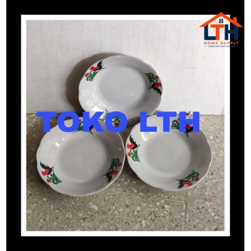 1-1649-1.jpg PIRING MAKAN KERAMIK 8 INCH AYAM JAGO PORCELAIN PORSELEN 8" LUCKY