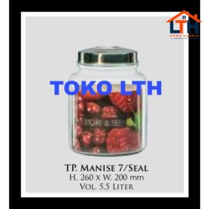 1-1653-1.jpg TOPLES KACA KERUPUK MANISE 7 SEAL 5.5 LTR DLX GLASS JAR CANISTER POLOS