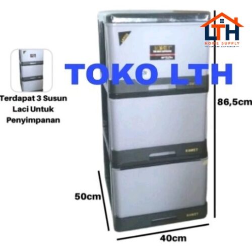 1-1656-1.jpg LEMARI LACI CONTAINER PLASTIK SUSUN 3 KOMET L3 LARGE SS 3