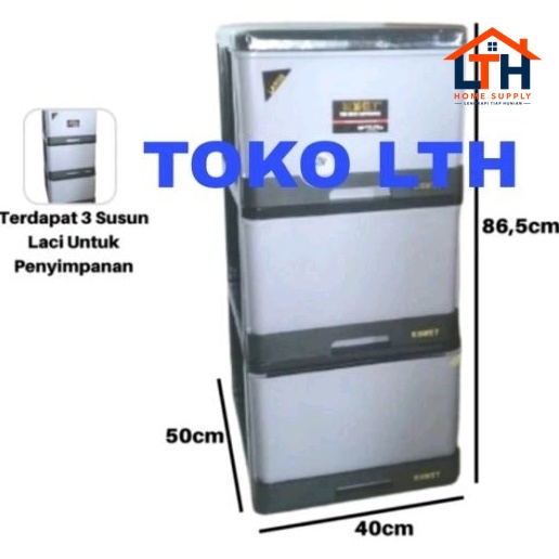 LEMARI LACI CONTAINER PLASTIK SUSUN 3 KOMET L3 LARGE SS 3