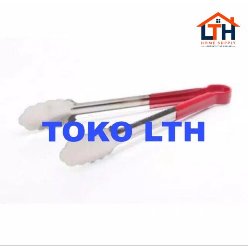 1-1686-1.jpg JEPITAN CAPITAN PENJEPIT KUE MAKANAN GORENGAN GAGANG SILIKON MERAH 9 INCH