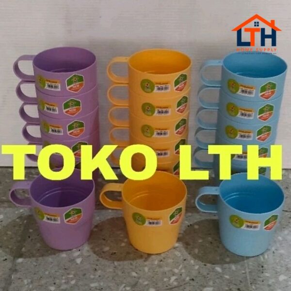 1-1715-1.jpg 6 PCS CANGKIR PLASTIK 390 ML KANZA 10207 HOMMY GELAS GAGANG MUG KOPI PLT