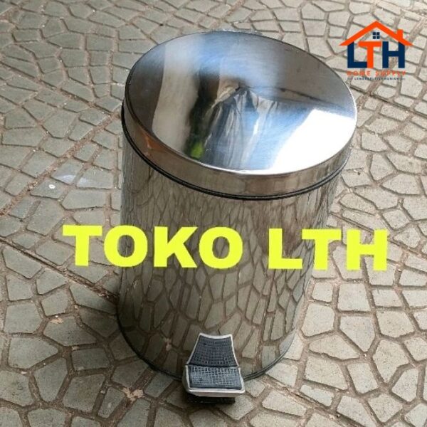 1-1723-1.jpg TEMPAT TONG SAMPAH INJAK 8 LTR STAINLESS DUSTBIN RUBBISH BIN SUBRON 8 LITER