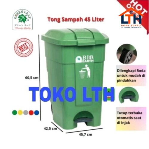 1-1727-1.jpg TEMPAT SAMPAH BIO INJAK RODA SEGI 45 LTR GREEN LEAF 2006 BIO STEP ON DUSTBIN 45 LITER